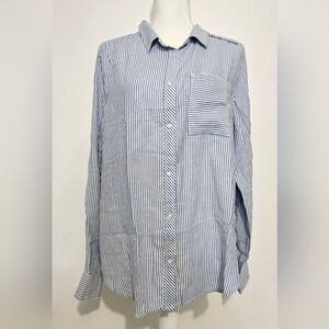 Womens Large Arizona Shirt With tags long sleeve blue white